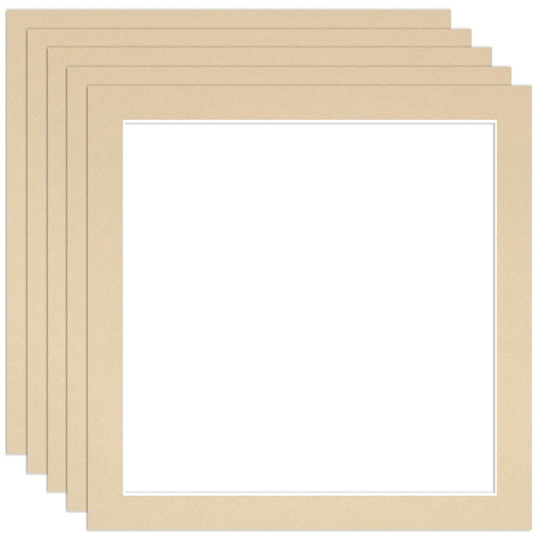 Procut Global 12x12" Ivory Picture Mounts to Fit 10x10" Aperture - Precision Cut Cardboard Photo Mount - Ideal for Frames, Prints, Artwork & Certificates - Sizes & Colours Available - 5 Pack — image 1