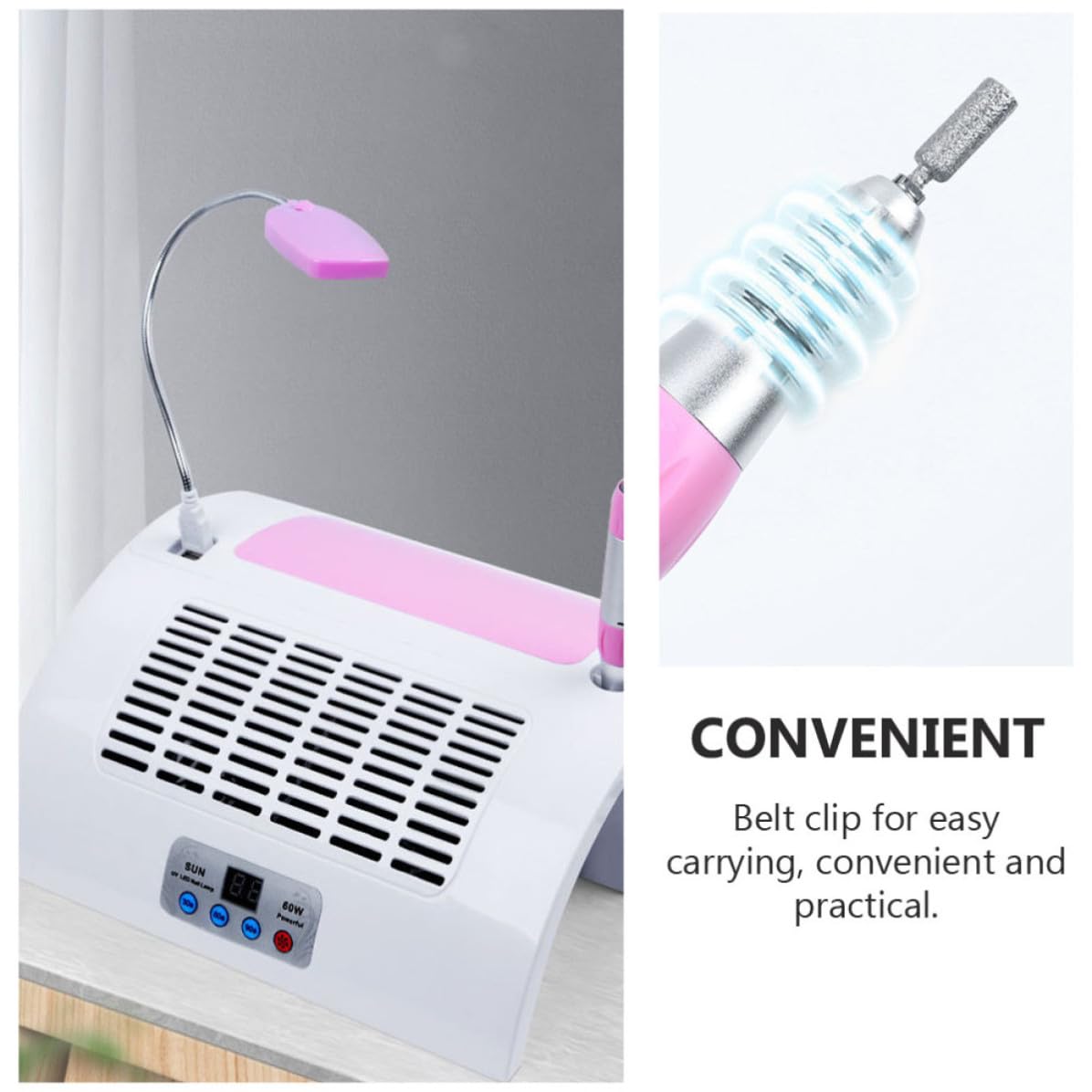 Nail Art Grinding Machine Aspiratore Polvere Unghie Elettrico Levigatrice per Unghie Portatile in Abs Bianco Compatta per Manicure Casa e Salone