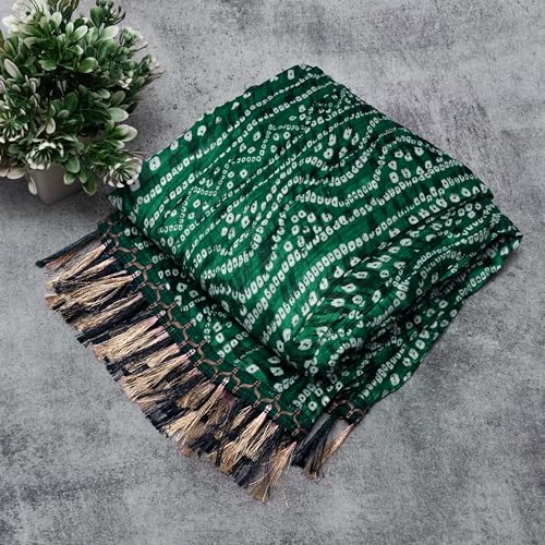 Image of Women's Art Silk Bandhani Print Dupatta with 2.20 Meters | Women's cotton printed dupatta with tassels