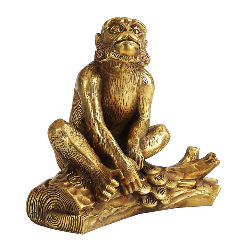 SnamicE ornaments zodiac monkey statues pure brass chinese craft decoration,for home and office decor figurine attract wealth and good luck sculpture two size,s,A-L