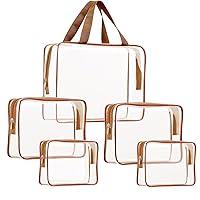 Vista 25 de Kit de 3 piezas de artículos de aseo de viaje de PVC transparente para mujeres y hombres, organizador de embalaje de vinilo impermeable, bolsas