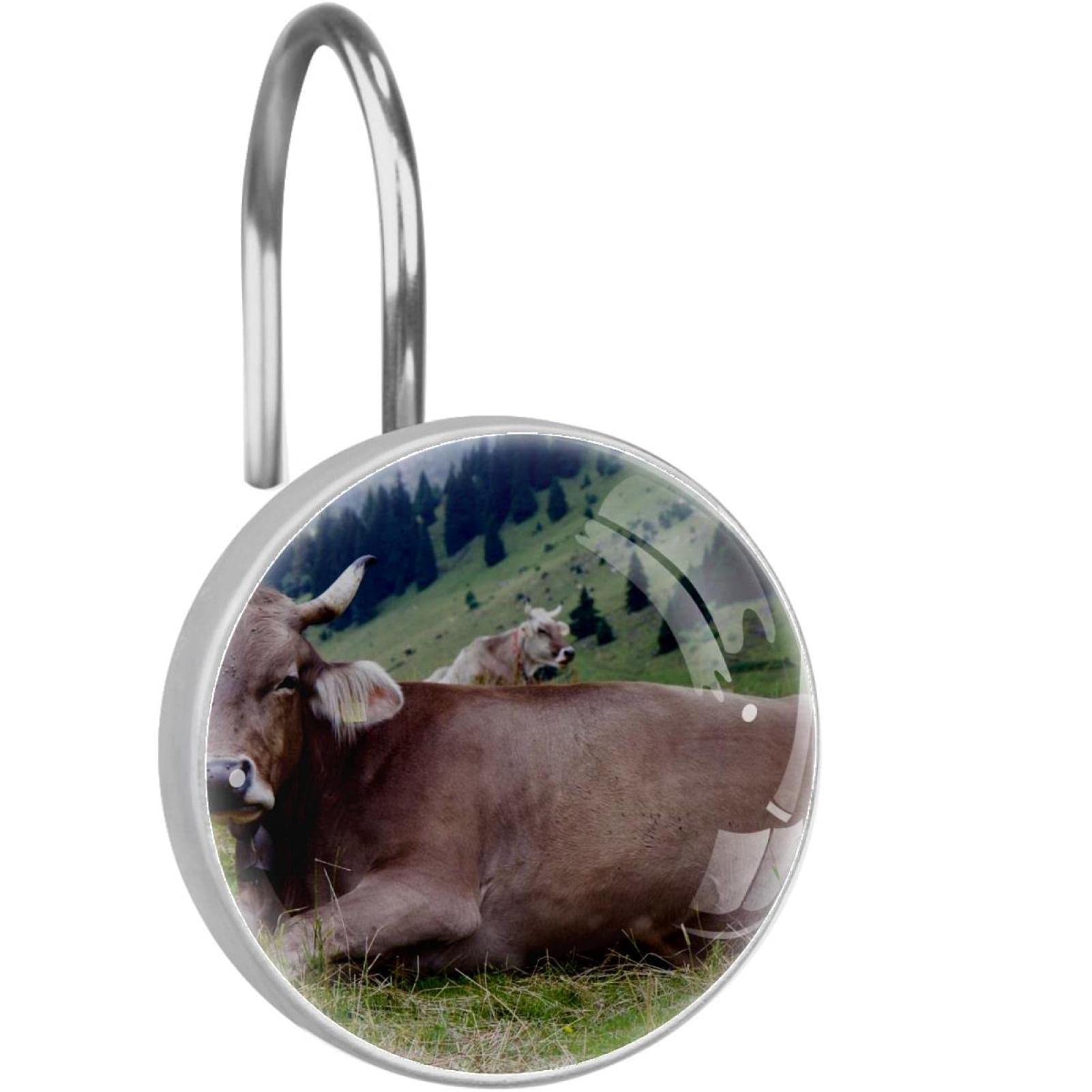 Anneaux pour rideau de douche anti rouille en acier inoxydable déco vache pour bain enfants