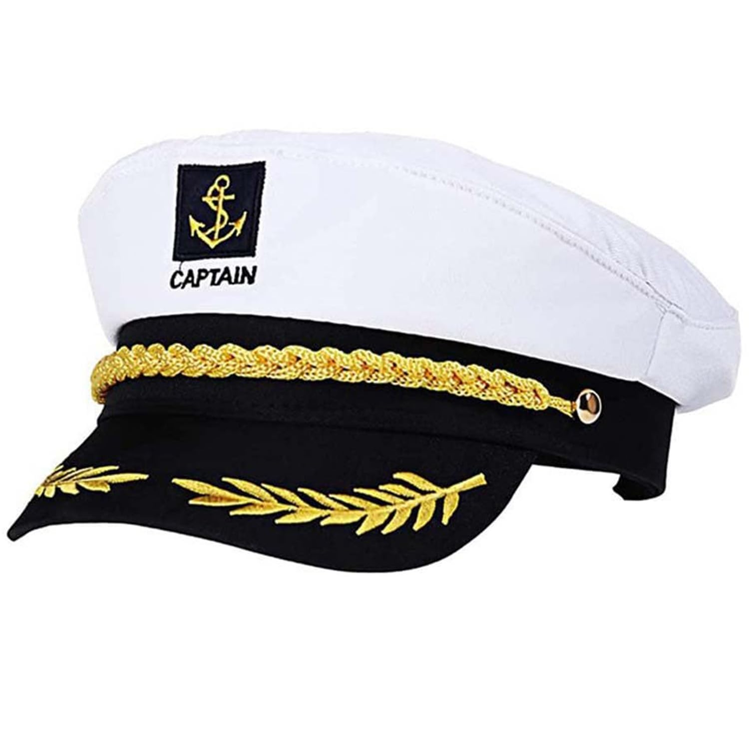 Kecartu Captain Hat, Adjustable Boat Captain Hat for Men Women, White Sailor Hat, Boat Yacht Accessories for Halloween Cosplay, Yacht Party, 1pcs