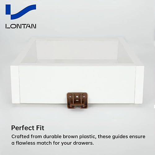 Miniatura 6 de LONTAN Paquete de 4 guías de plástico para cajones y guías de repuesto para cajones de montaje central, guías de cajones de plástico para aparador