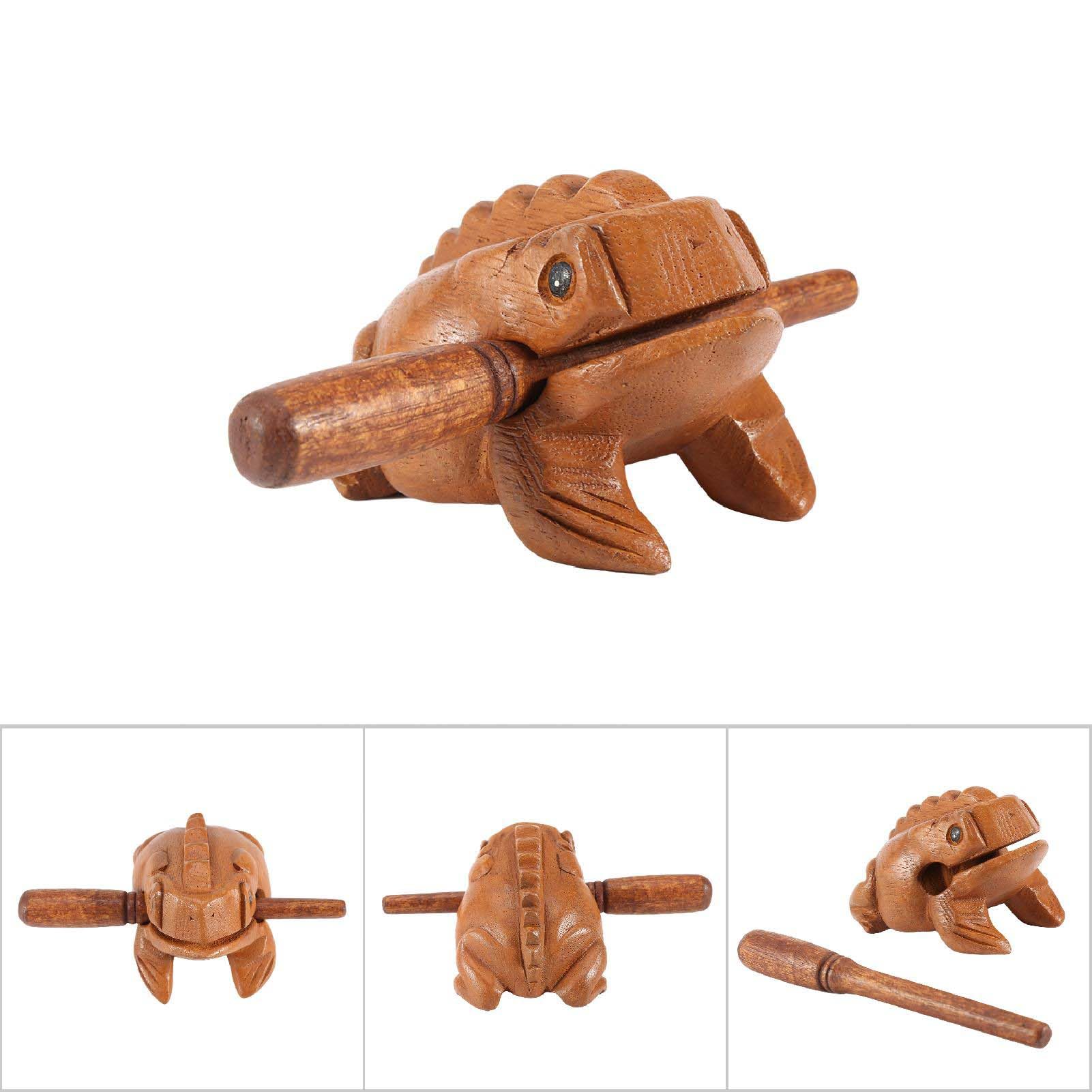 Lucky Frog Croaking, Wooden Thailand Traditional Craft Musical Instruments Wooden Frog Musical Frog Instrument African Dwarf Frog for Home Office Decor (No. 5 15.6CM)