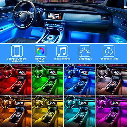 Shylight Interior Car Lights Accessories, Led For App Control 2-In-1 Long Lines Design, Music Sync Color Change Lights, 16 Million Colors Rgb Under Dash Lighting With Charger Dc 12V #TOP1
