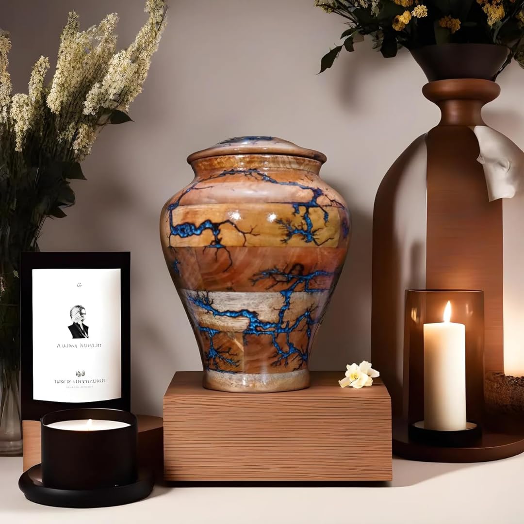 Urna para cenizas humanas, urna grande de madera para cremación, urna para adultos, urna de madera personalizada, urna de entierro para caja de madera funeraria (no personalizada, mediana 120 libras)