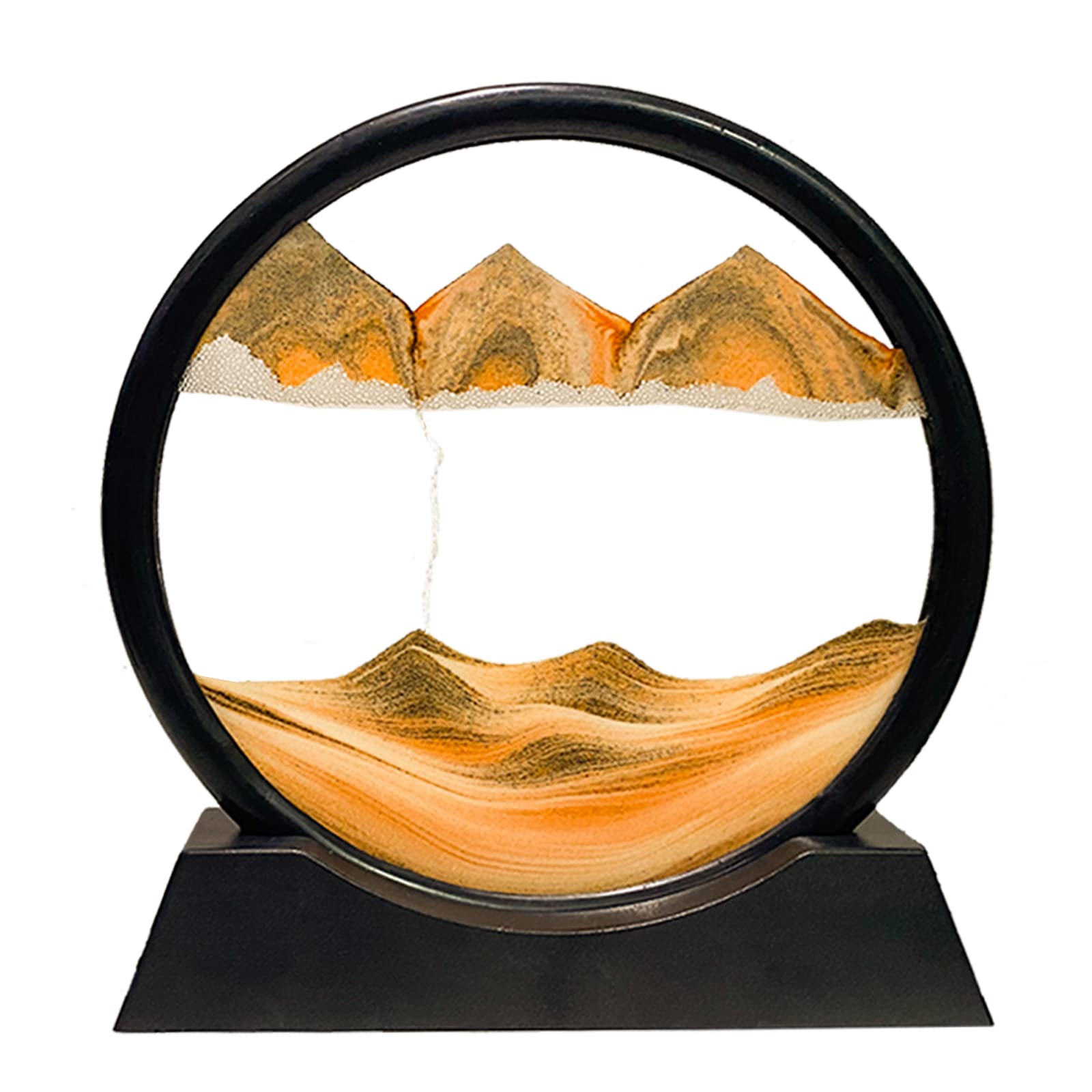 Vloeiend zand schilderij kunst aan de muur, 17,3 '' zand kunst vloeibare beweging, wandmontage roteren sculptuur, 3D diepe zee zandlandschap kamer