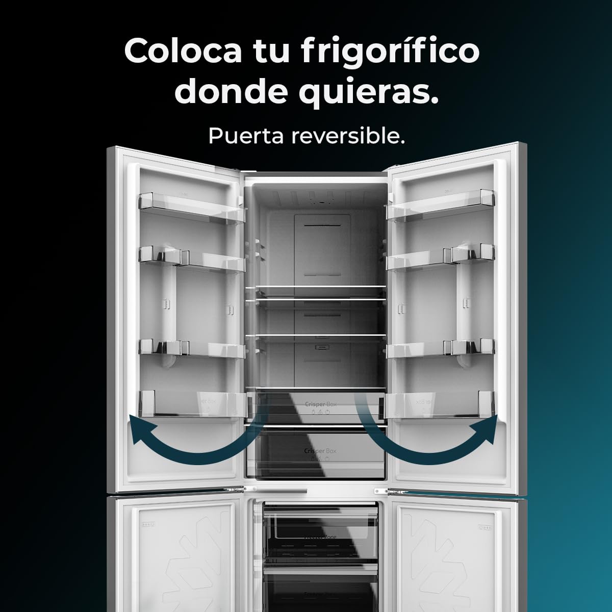 Cecotec Frigorífico Combi Bolero CoolMarket Combi 250 Dark E. Clase Energética E Frigorífico Combi Inox Oscuro 180X55Cm, 250L, No Frost, Multi Air Flow Y Cajón Humidity Box