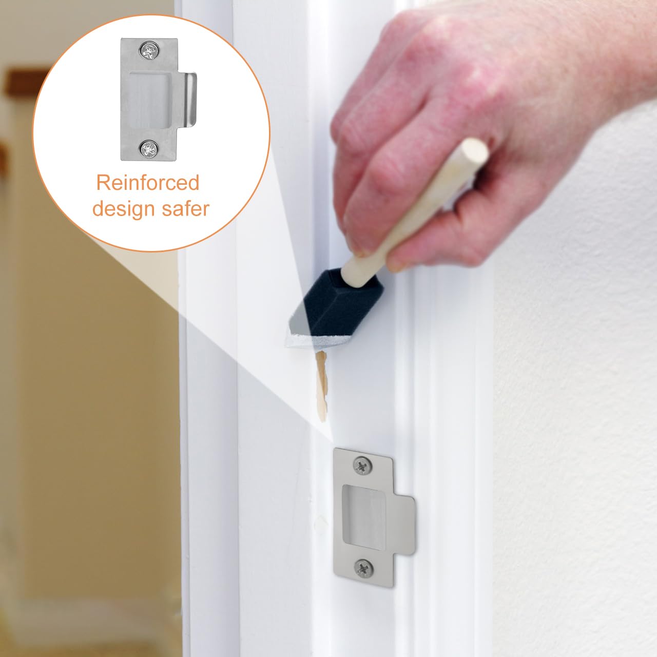 10 Pcs Door Strike Plate Set, Door Latch Plate for Internal Doors Stainless Steel Doors Catch Plates with Dust Box and Matching Screws - Image 4