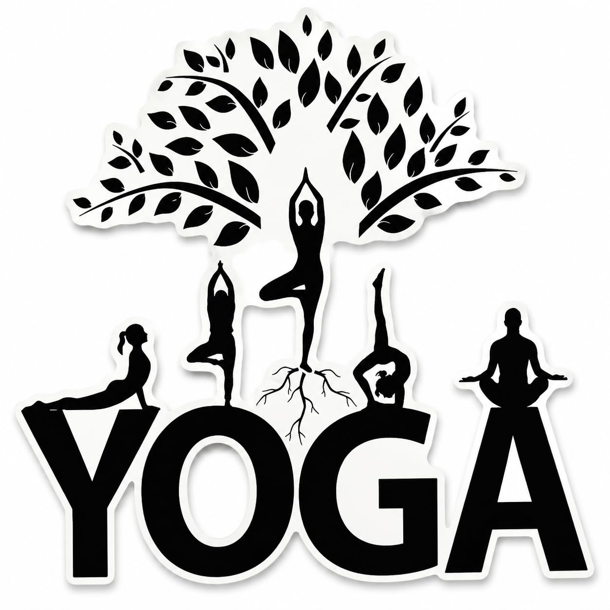 Yoga Wall Sticker for Home Decor I Meditation Tree Inspirational Wall Decal I Self Adhesive Vinyl Wall Art for Yoga Room Gym Meditation Studio Living Room I 56 x 55 cm-image-18