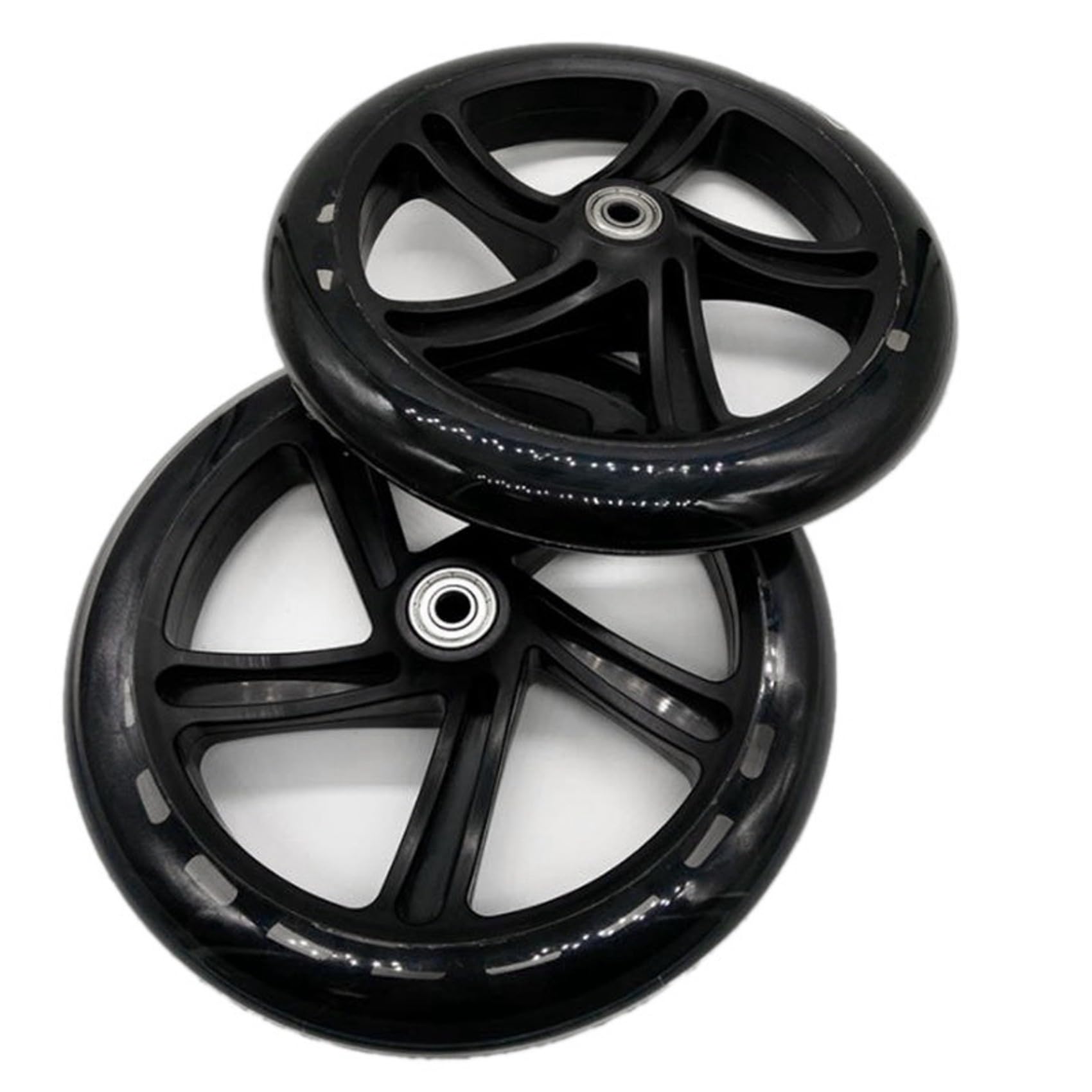 6 Pièces Roue de Scooter 200 mm Matériau PU Épaisseur de la Roue 30 mm ABEC-7 Roulement Accessoires de Scooter, Noir Transparent