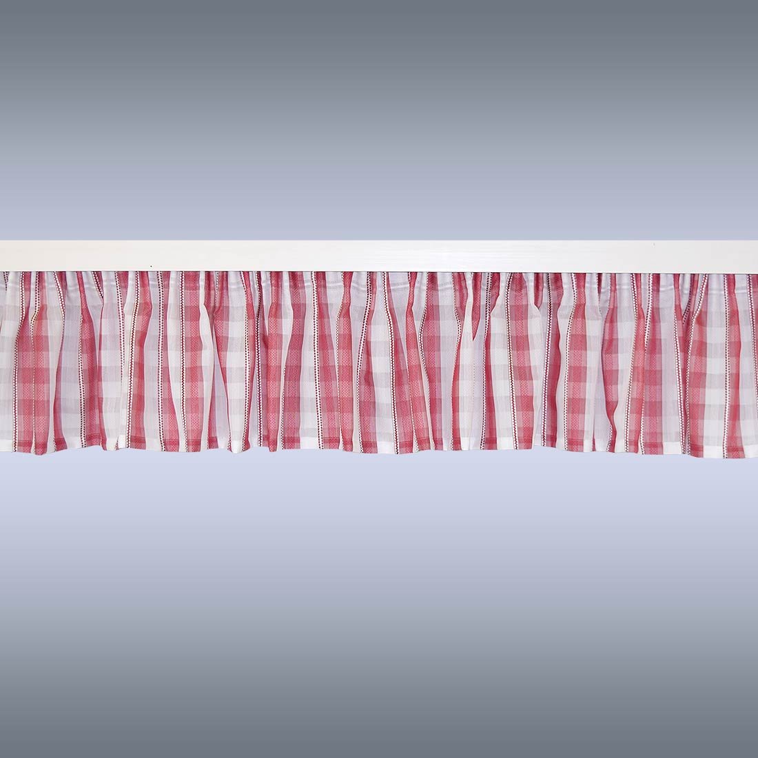 Querbehang zur Küchengardine „Melli in Rot“ mit Reihband rot-Weiss-kariert Bistrogardine 30 x 300 cm