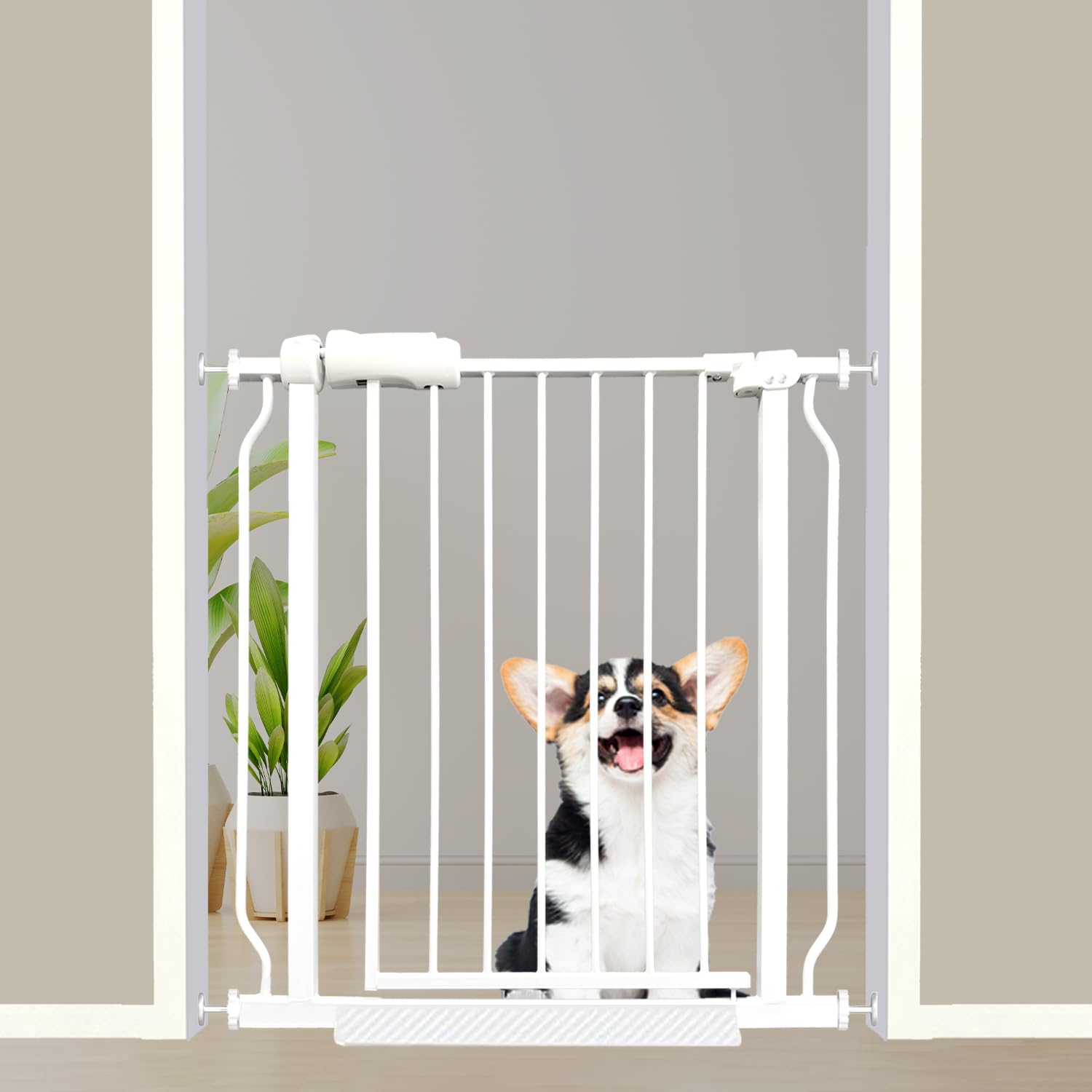 29-34 Inch Baby Gate for Stairs Pet Dog Gate for Doorways Indoor Pressure Mounted No Drill Safety Child Gates for Kids or Pets Auto Close Pet Gates White White 29"-34"/74-86CM
