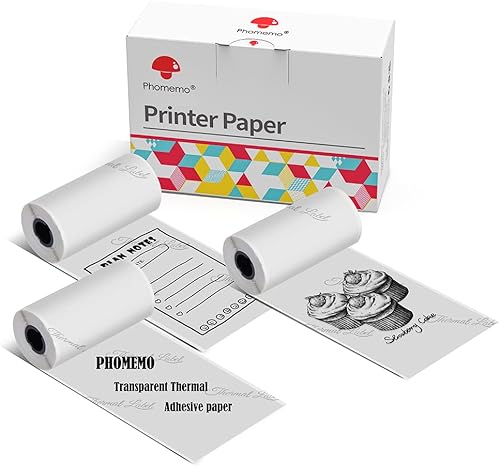 Miniatura 8 de Phomemo - Papel térmico autoadhesivo blanco papel adhesivo de 43 pulgadas para impresora térmica Bluetooth Phomemo M04SM04S negro sobre blanco 3