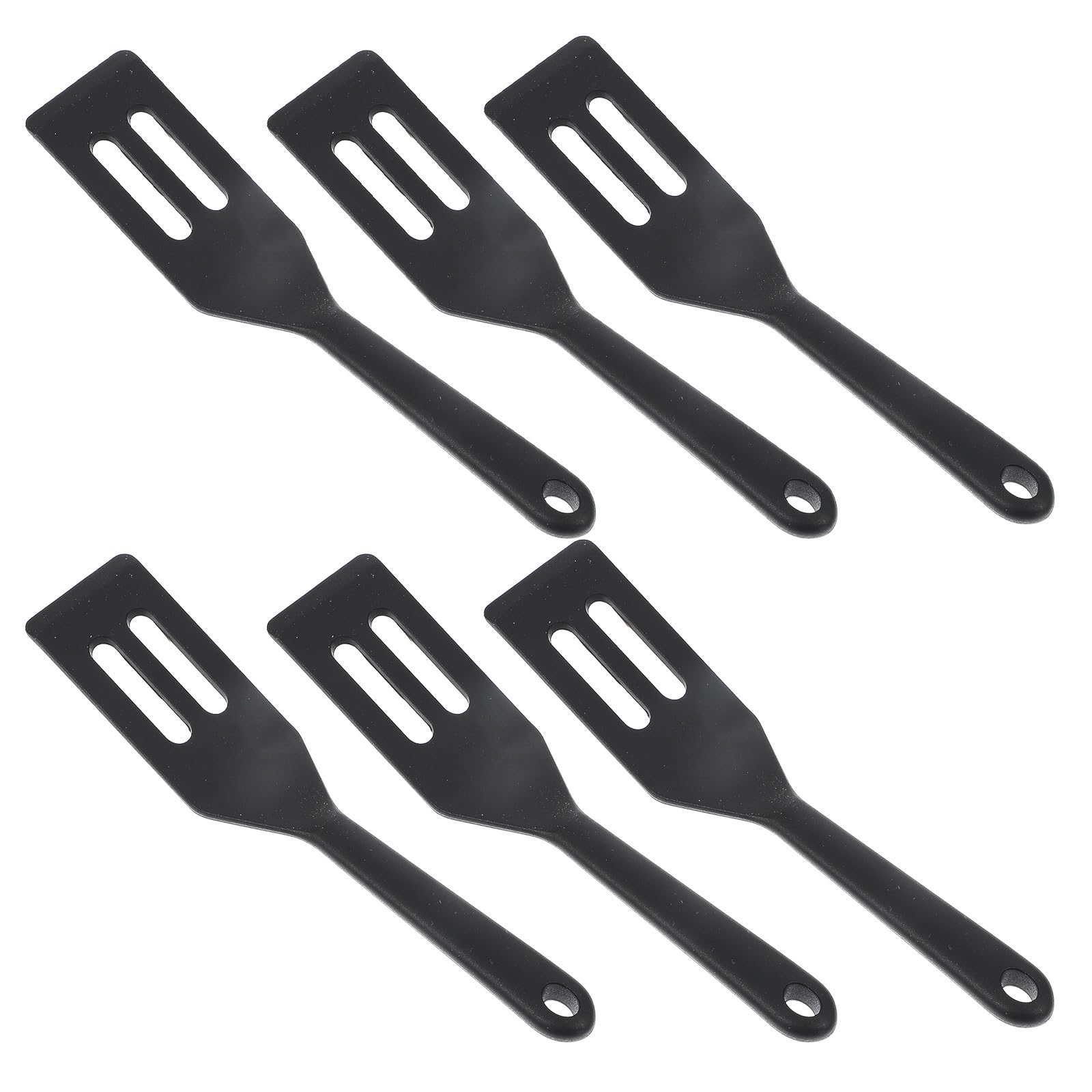 TOYANDONA Espátulas de Silicona Pequeñas Antiadherentes 6 Piezas para Hornear y Cocinar Resistentes al Calor Color Negro Orificios Utensilios de Cocina Prácticos para Repostería y Carne