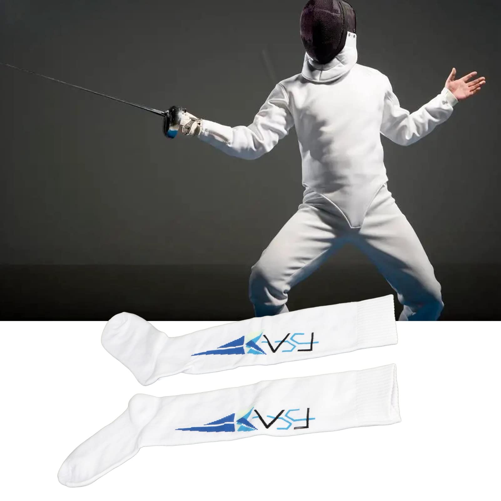 Fencing Stockings, Breathable Fencing Socks Thickened Combed Cotton Sweat Absorbing Stretchy for Training for Women (L)