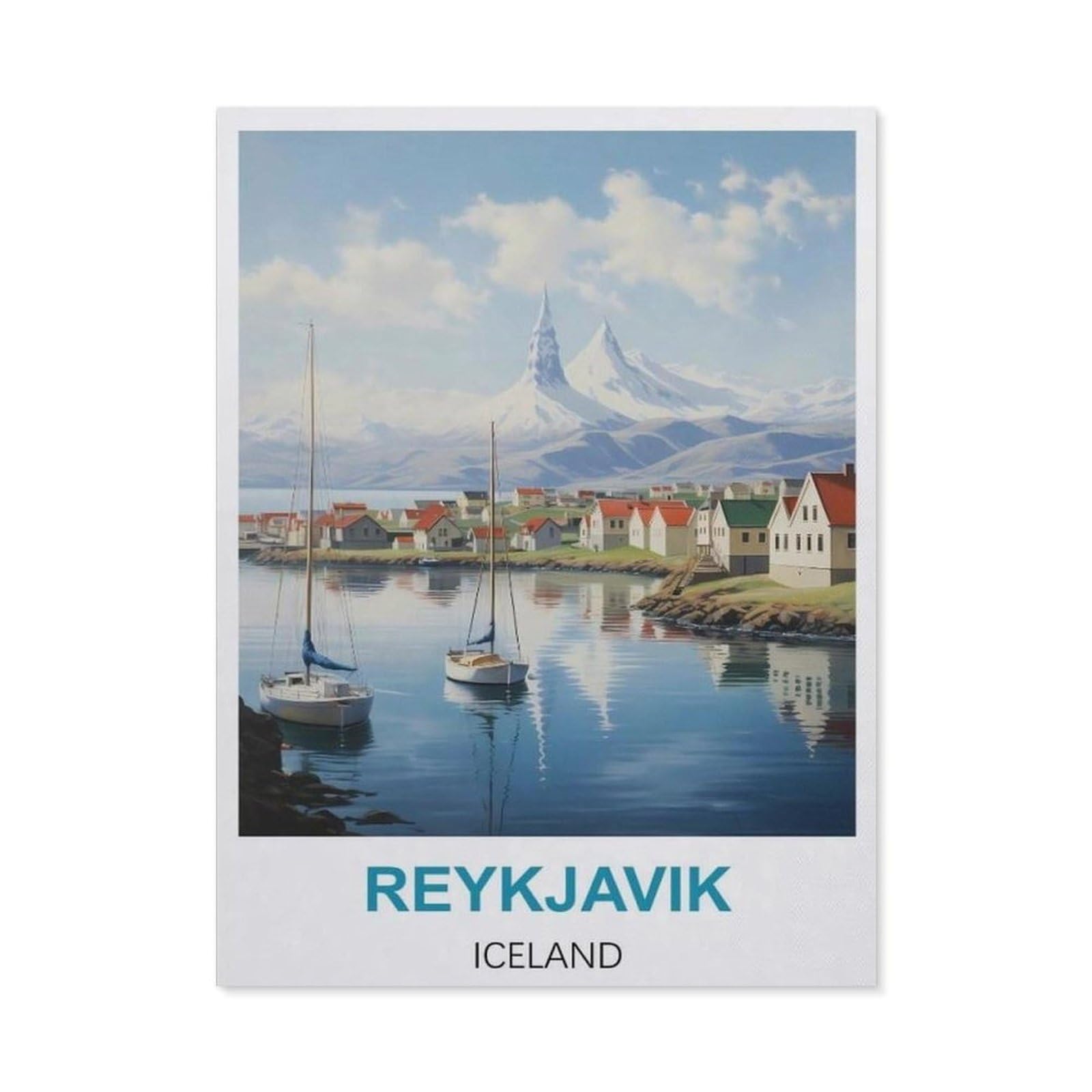 BEAYODKP Diamond Painting，Reykjavik Iceland,Round Full Drill Acrylic Embroidery Cross Stitch Arts Craft Canvas Supply for Home Wall Decor Adults and Kids（50 x 60 cm/19.68 x 23.62 inches）-BZ50