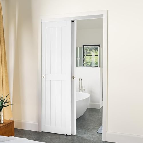 Miniatura 7 de SMARTSTANDARD Kit de herrajes para puertas correderas de 48 pulgadas4 pies para armario de gabinete, herrajes de aleación de aluminio con tirador de