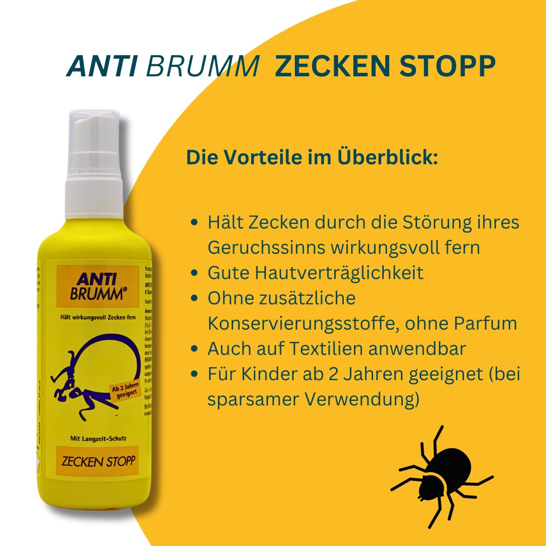Anti Brumm Zecken Stopp Pumpspray 1x 150 ml I Schutz vor Zecken I Zeckenspray I Icaridin I Für Erwachsene und Kinder ab 2 Jahren I Insekten-Repellent I Spar-Set plus Pharma Perle give-away