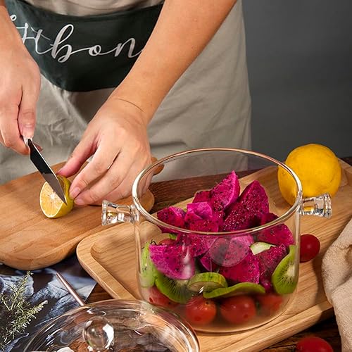 Miniatura 6 de Olla de cocción de vidrio, cacerola de vidrio de 1.5 L50 onzas con tapa, transparente resistente al calor, olla y sartén de vidrio de borosilicato