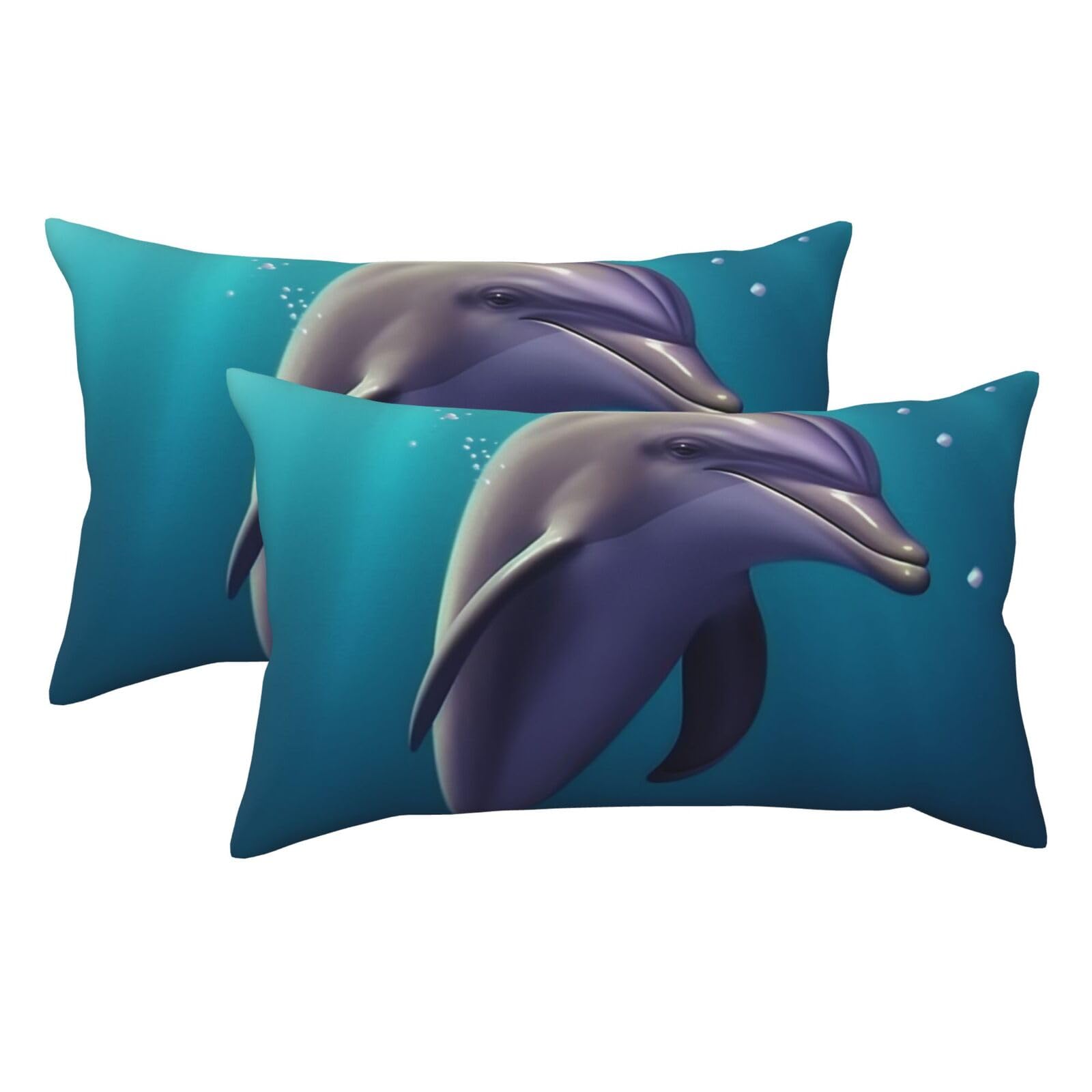 2 Pack King Pillow Cases with Hidden Zipper, Soft Breathable Pillow Covers for Hair and Skin, Cute sea Animal Dolphin Pillowcases 20"x36" Bed Pillow Protectors Cover for Sleeping Gifts