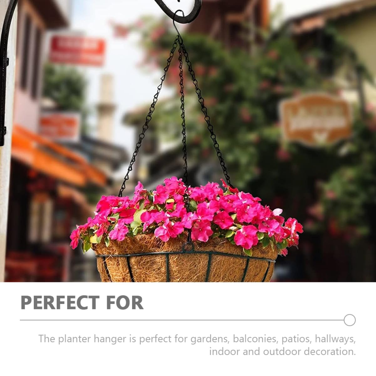 Mipcase Staffa per Fioriera Sospesa in Ferro Robusto, Set da 2 Ganci per Cesti Appesi da Parete, Supporto Portavasi per Balcone e Giardino, Facile da Installare, Resistente