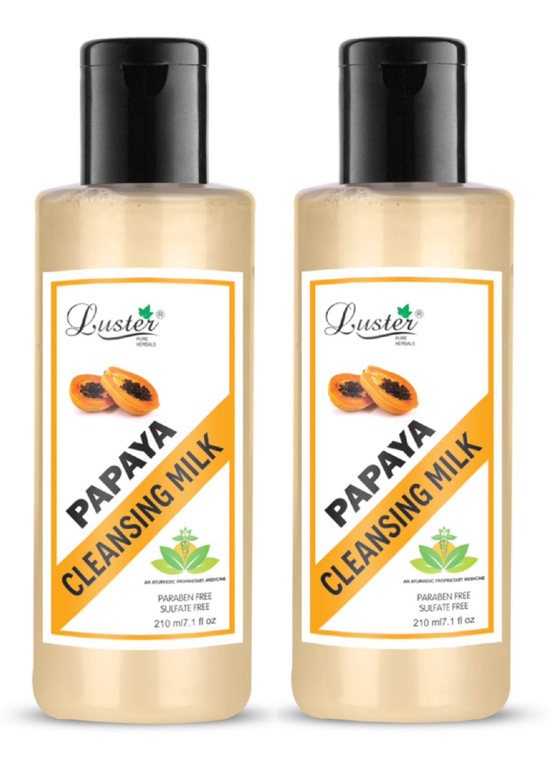 Luster Papaya Ultimate Cleansing Milk | Enriched With Natural Ingredients | For Smooth Soft & Clean Skin | Cleansing Milk For Makeup Remover | Paraben & Sulfate Free - 210 ml (Pack of 2)