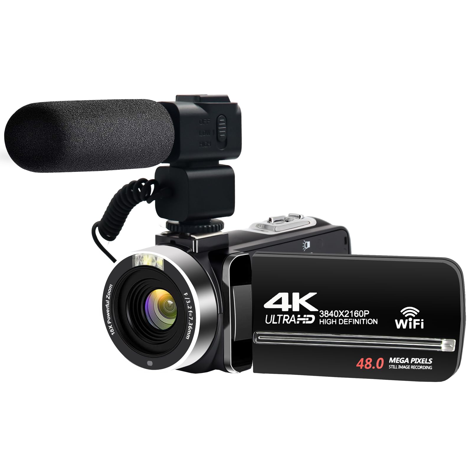 Camcorders Video Camera 4k with 3" Touch Screen and 32G Card, WiFi Digital Camera, 18X Digital Zoom, Vlogging Camera for YouTube Video Recording, Kids Video Camera, Remote, Microphone-image-37