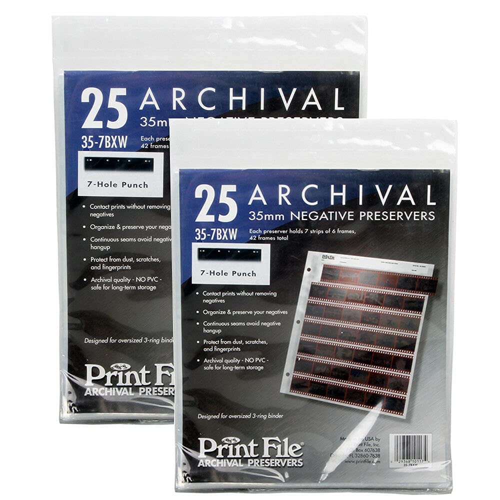 50pcs Pages négatives de Taille d'archivage 35mm 135 36 EXP Film Contient 7 Bandes de fichier d'impression de 6 Cadres Film Negative Storage Acid-Free