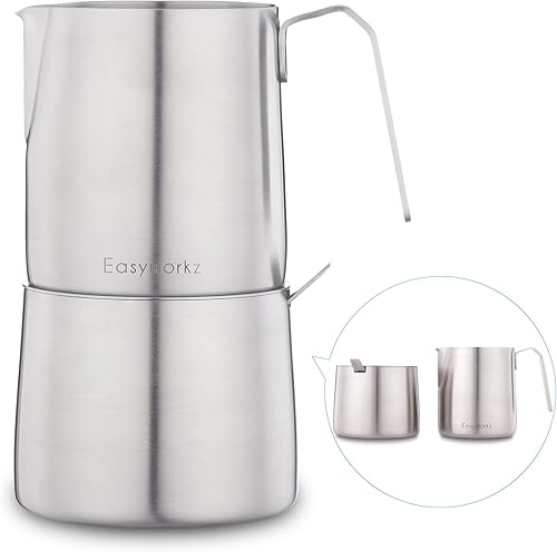 Easyworkz Juego de crema y azucarero de acero inoxidable 304 con cuchara de café, plata cepillada