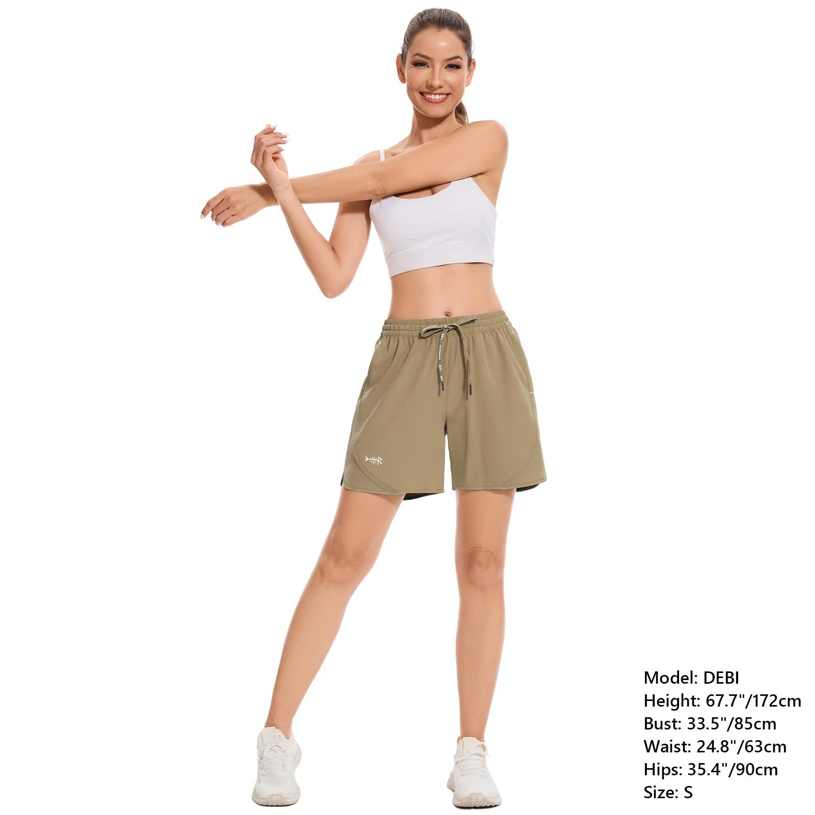 Bassdash Damen 5" Angeln Wanderhose Stretch Shorts UPF 50 + Wasserdicht Schnell Trocken Sportlich Wandern Shorts mit Taschen FP05W