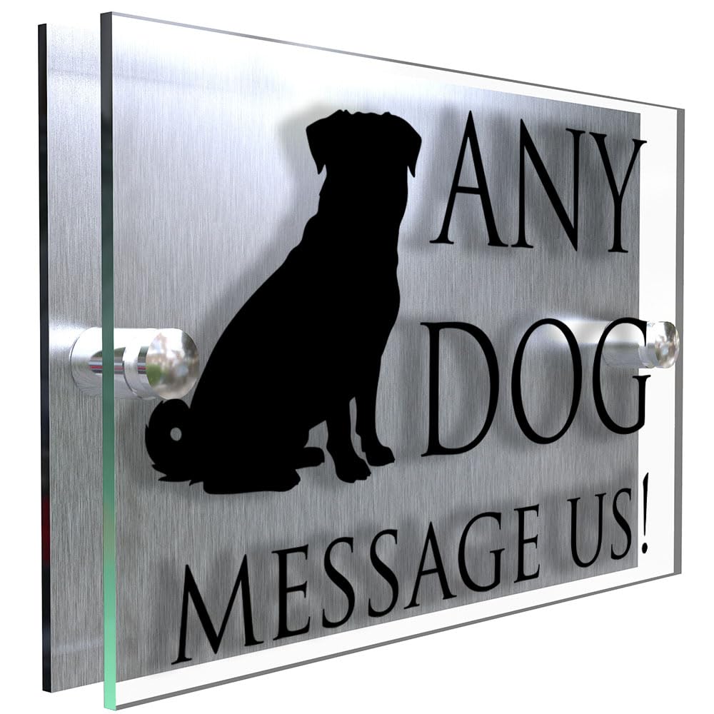 K Smart Sign | 200mm x 130mm | Personalised Dog Prestige Modern property house Dogs wall number address Any-Dog personalised plaque numbers signs fully personalised (ANY DOG)