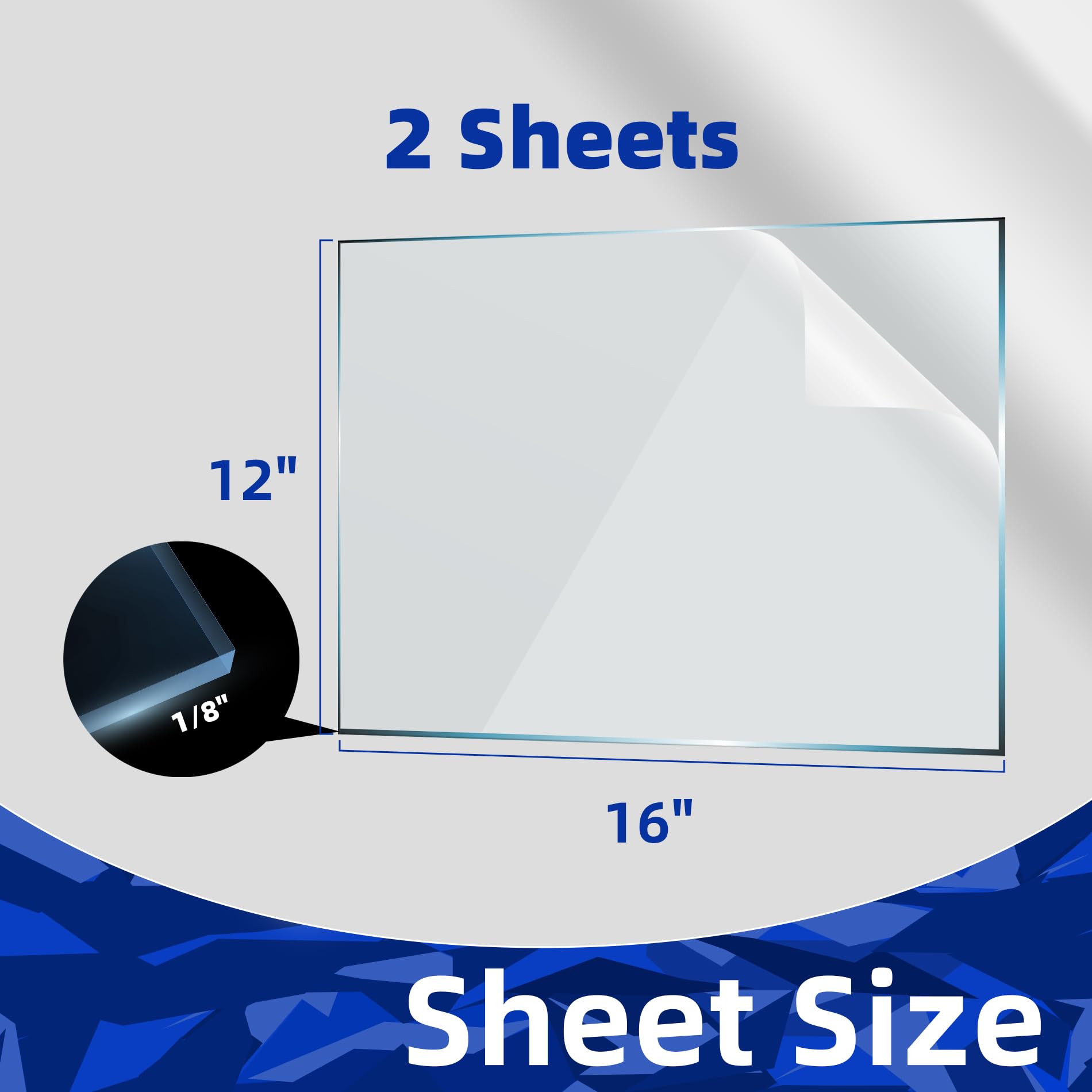 PET Acrylic Sheets - 2 Pack 1/8" Clear Sheets -2