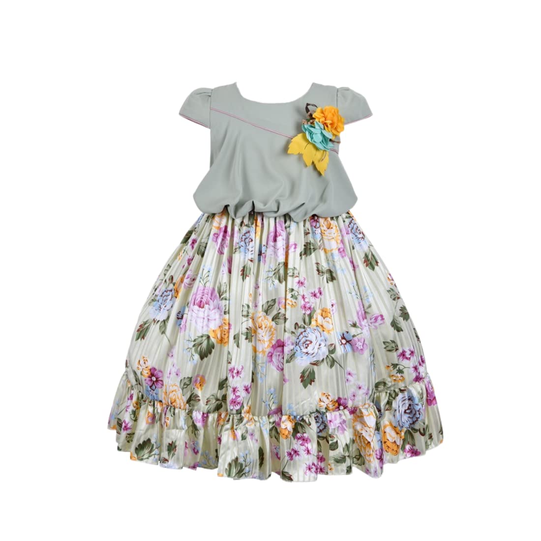 Cosplay Life Elegant Flower Dress for Girls Young Adult Fashion Bow Flower Waistline Kids Party Festival Ages 5-9 Years Old (Pink, 7yrs) — view 5
