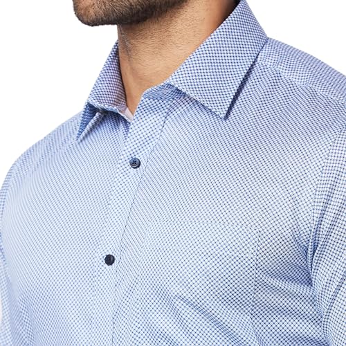 Image of Raymond Men's Slim Fit Pure Cotton Print Pattern Semi Cutaway Collar Full Sleeve Formal Shirt