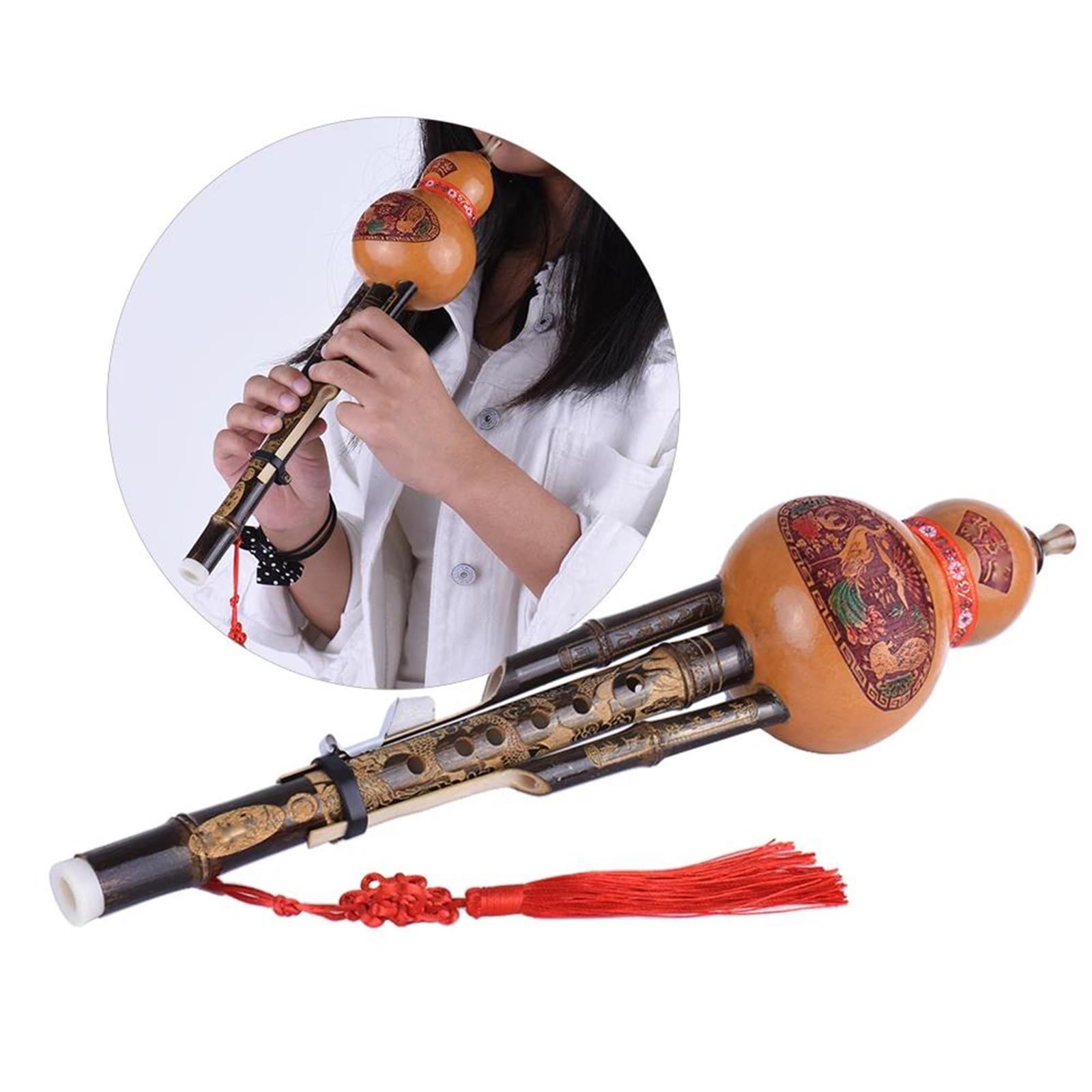 Hulusi Principiantes Hulusi Hecho A Mano Un Tipo De Flauta Calabaza Hecha Bambú Negro Con Llave C Estuche Adecuado Para Principiantes