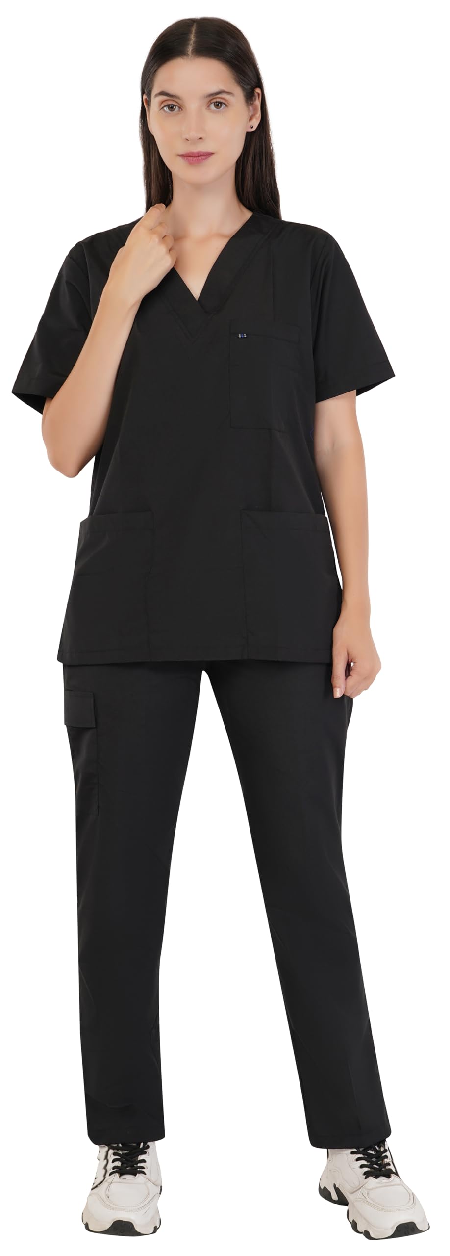PRAGATI TRENDS Elite Unisex Six-Pocket Scrub Suit | Set of Top & Bottom | Half Sleeves | V Neck | Breathable Fabric | Comfortable | Durable | Uniform for Doctors, Nurses and Dentists