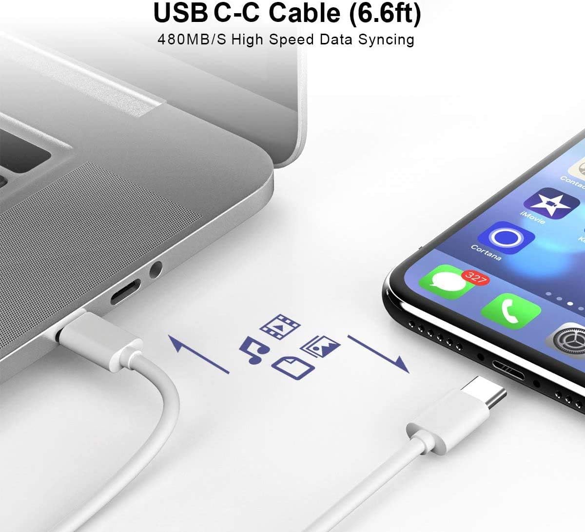 61W USB C Charger Compatible with 2018 2019 2020 MacBook iPad Pro 12.9/11 inch Thunderbolt 3 Laptop Power Supply MacBook 12 in Air 13 in Pro 13 in USB C Power Adapter, 6.6ft USB C-C Cable 61W (White)