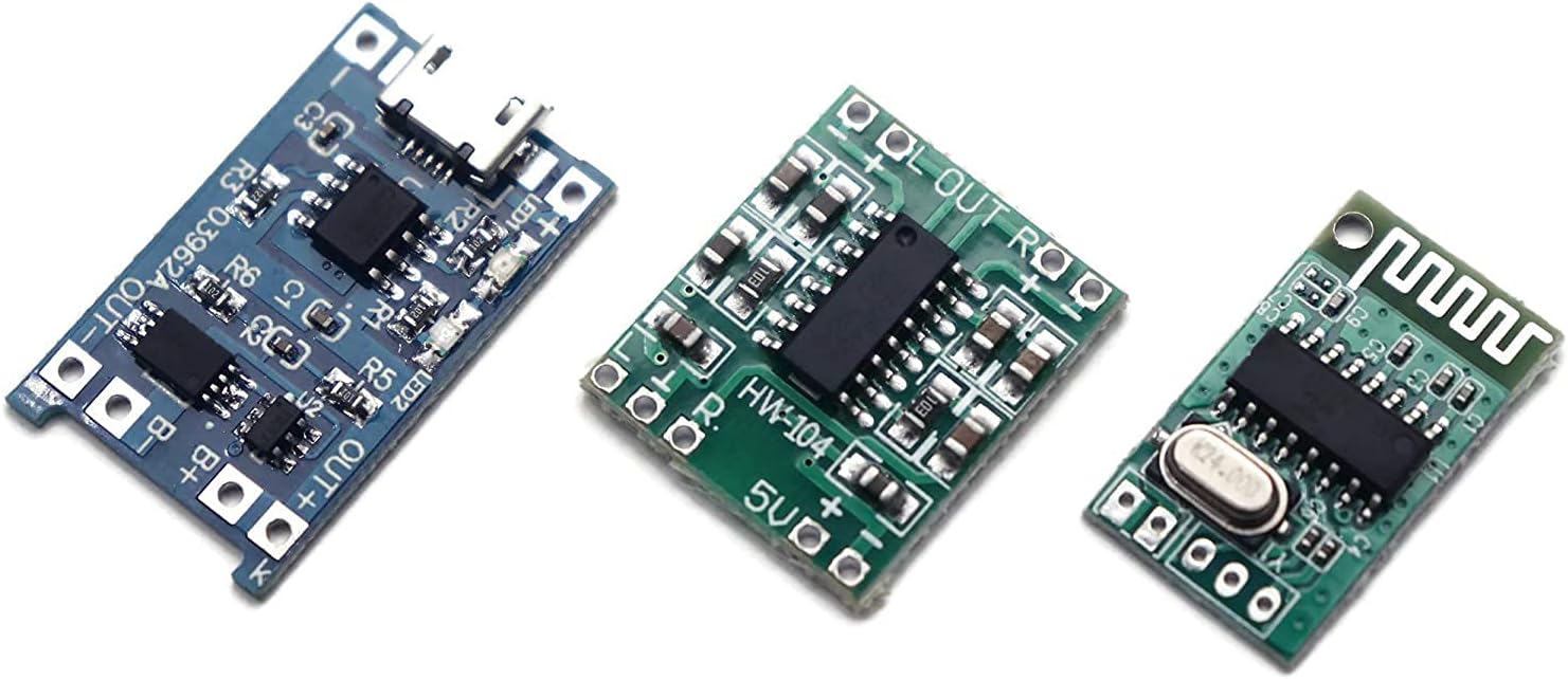 Electronic Spices Combo of PAM8403 Amplifier Board with Bluetooth Audio Receiver & Micro USB Battery Charger Module