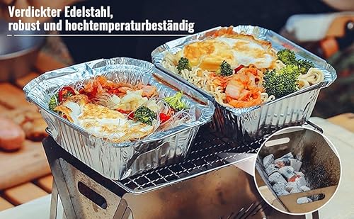 Mini Grill, Camping Grill Klappgrill, Holzkohlegrill Picknickgrill Edelstahl Portable Campinggrill Abnehmbare BBQ Grills für Outdoor Garten Party Picknick für 1-2 Personen(28 * 18 * 13cm)