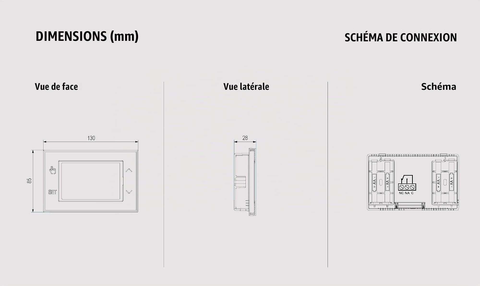 VEMER VE788700 TUO WiFi Batterie - Thermostat Connecté WiFi Intelligent, Contrôlable avec APP iOS et Android, Alimentation par Piles, Noir