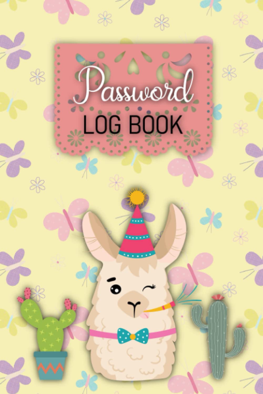 Internet Password Log Book: Simple and Pocket Compact Size Passkey Log Book like as Website Logbook Organizer also Internet Login Password Keeper with ... and Password - Llama with Cactus Cover
