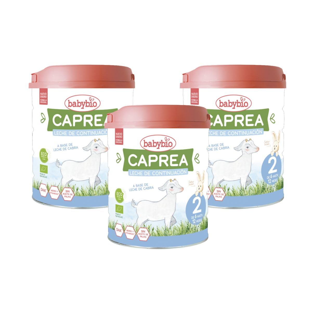 BABYBIO - Leche de cabra - Caprea 2 (6 a 12 meses) - BIO - 3x800 g