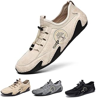 Mens Driving Loafers Shoes Casual Shoes Slip On Flat Loafers Boat Shoes Moccasins Lightweight Soft Comfort Lace up Oxford Walking Shoe for Work Office Dress Outdoor Slippers Hand Stitching Ankle Boots beige Size: 6 UK