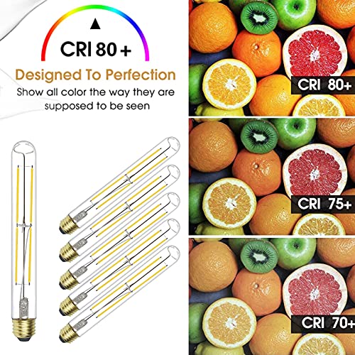 Amdtu 6 Pack Dimmable E26 T10 Led Bulb 60 Watt 2700K, Vintage Bulbs 6W Tubular Led Bulbs 8.9 Inch (225Mm) Ul Listed,T10 Vintage Bulb 6-60 Watt Equivalent,2700K Warm White, 6000Lm, Clear Glass-6 Pack #TOP2