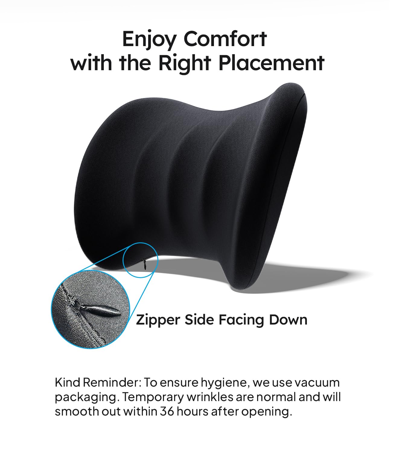 Wigoo 2026 Lumbar Support Pillow for Car Ergonomic Design Pressure Relief Back Cushion for Driving Seat Back Support — view 8