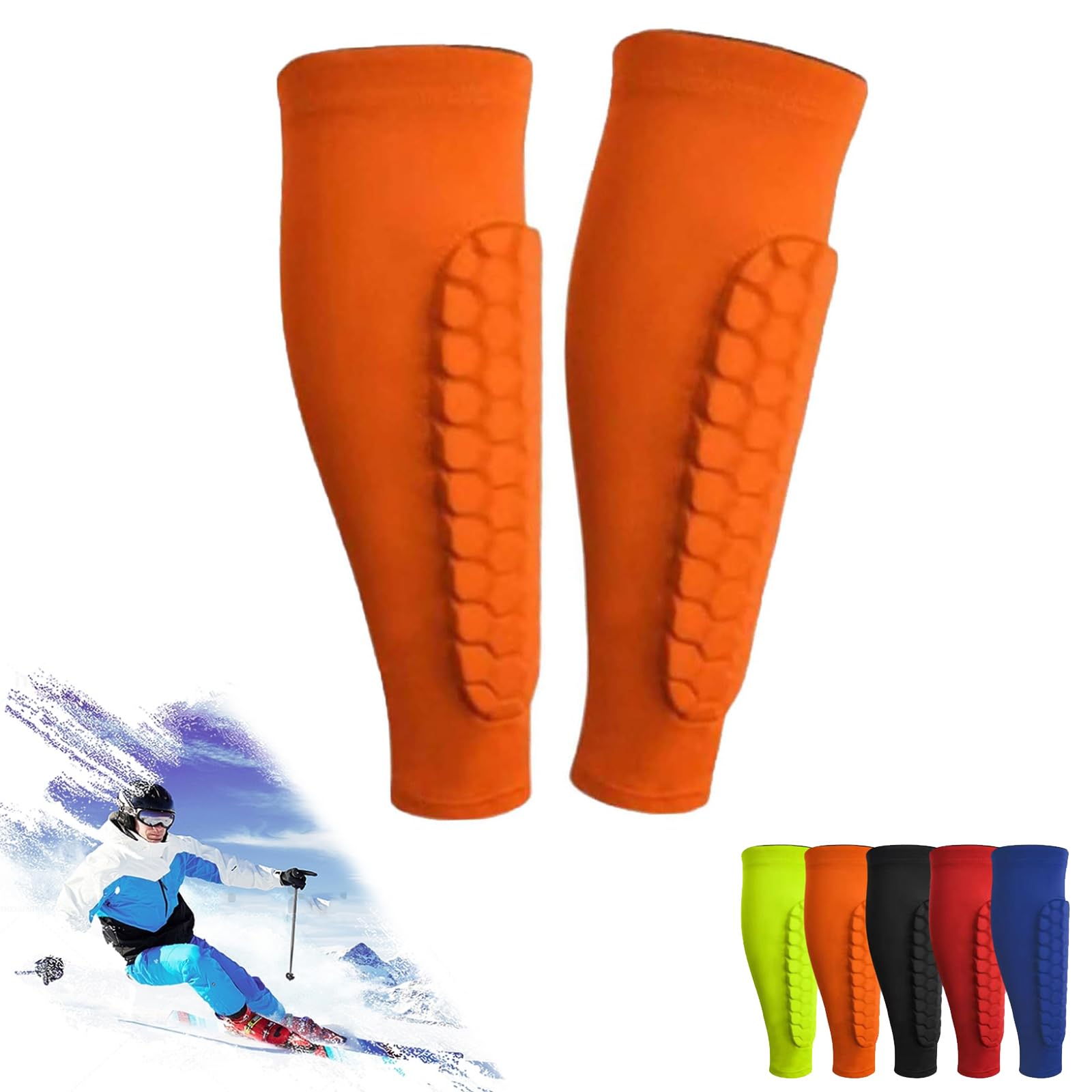 Achilles Shinbang Shields, Frost Armours Ski Shields, Shin Defender Shin Guards, Ski Shin Guards, Shindefender Shin Guards, Soccer Shin Guard, Shin Guards Soccer Adult for Sports (Orange, M)