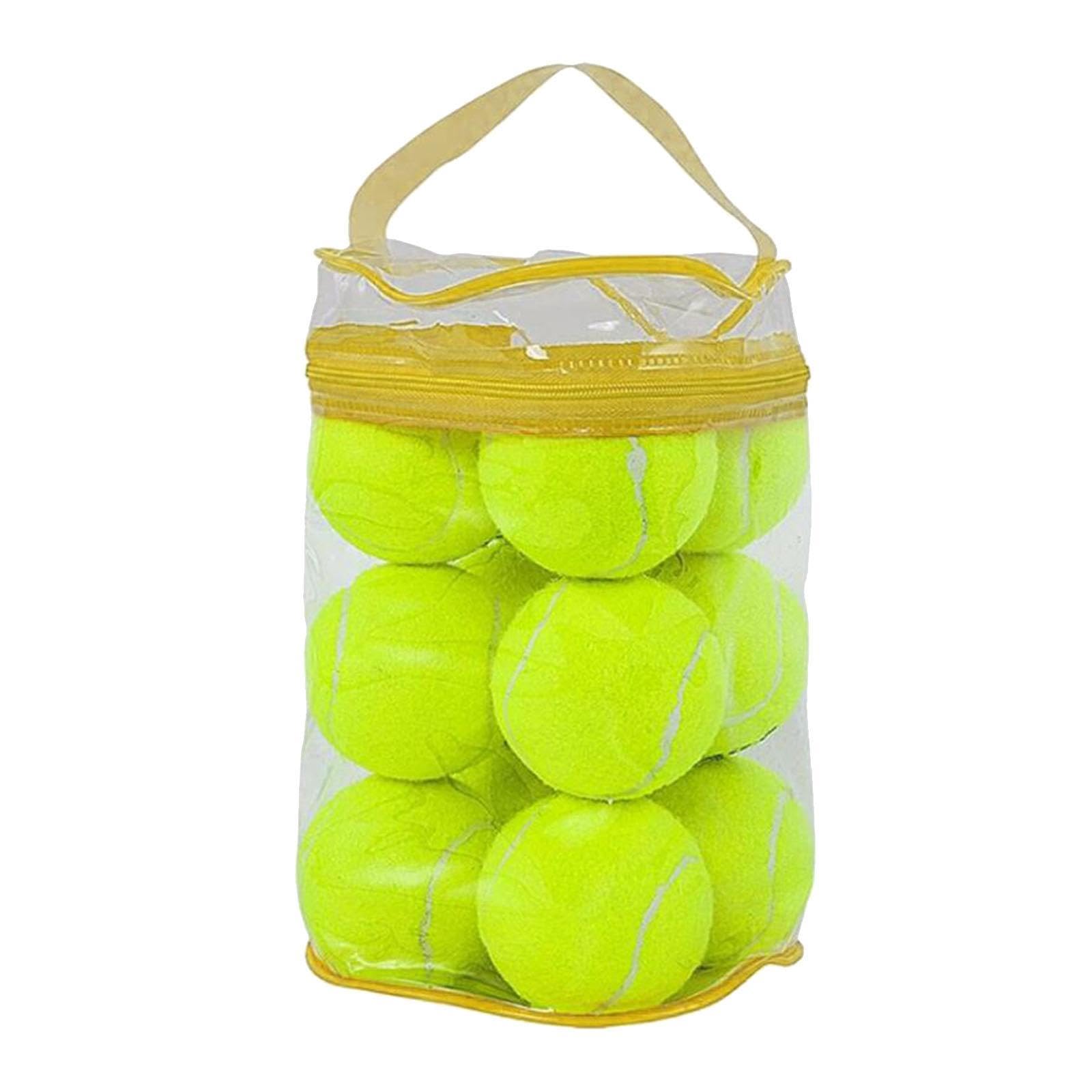 12 Pièces Balles de Tennis Caoutchouc Souple pour Exercice Extérieur Entraînement Pratique avec Pochette Rangement Convient Au Sport en Plein Air Jeux