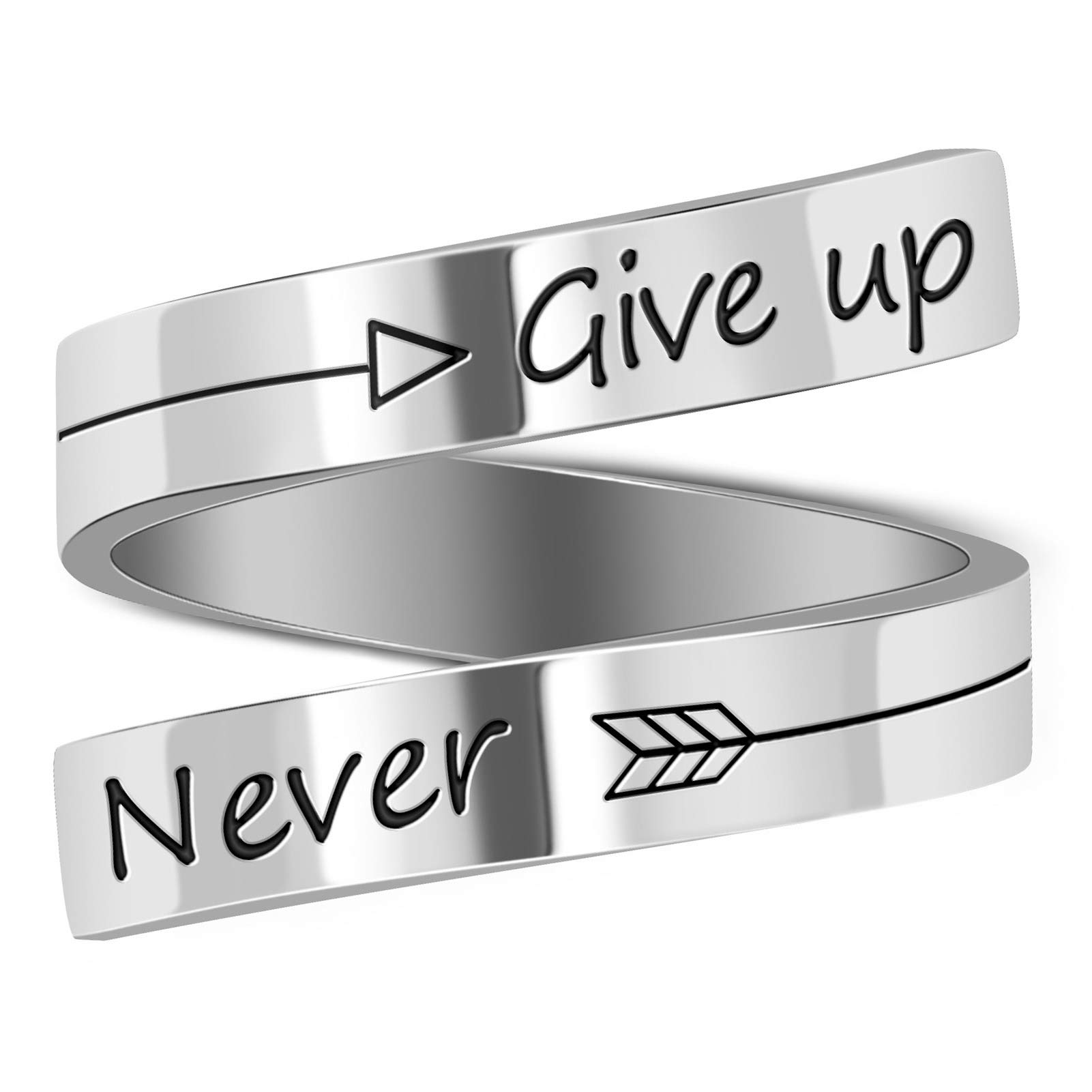 LucBuy Anillo de mujer Hombres, Acero Inoxidable Seguir Adelante Grabado Regalos Inspiradores Anillos Ajustables Joyas Regalo para Cumpleaños Graduación